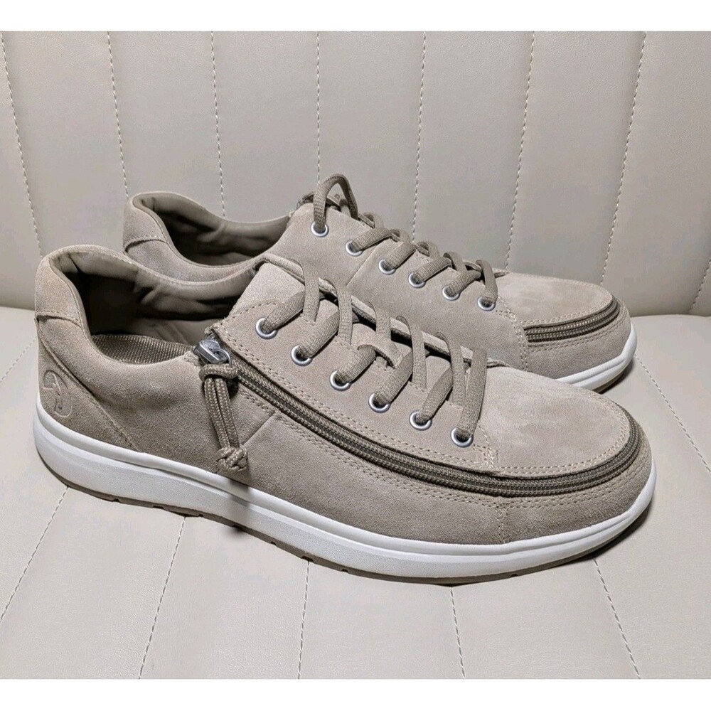 Billy Comfort Shoes Mens Adaptive Suede Size 10.5M Tan Low Top Zipper Lace Up